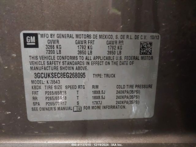 3GCUKSEC8EG268095 Chevrolet Silverado 1500 1lz