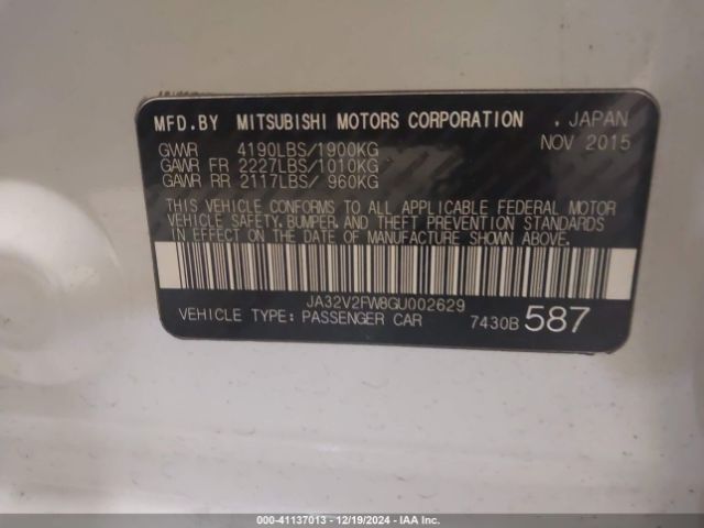 2016 MITSUBISHI LANCER JA32V2FW8GU002629 Photo 8