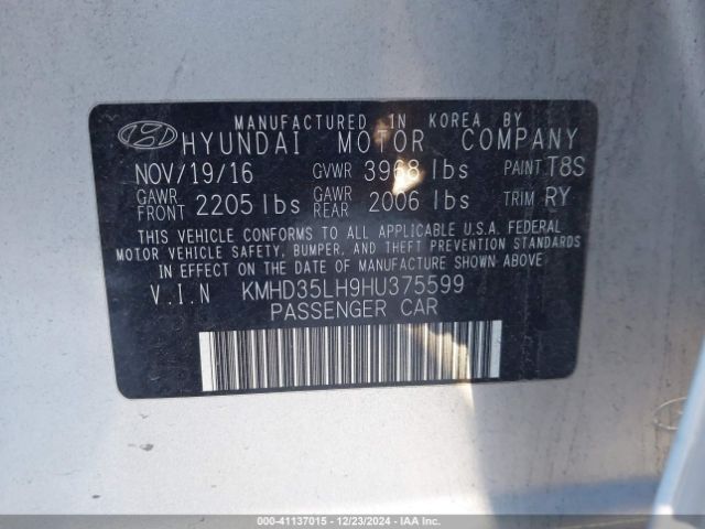 KMHD35LH9HU375599 Hyundai ELANTRA GT