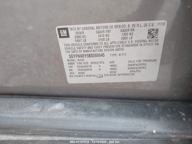 2011 CADILLAC SRX 3GYFNAEY5BS566645 Photo 8