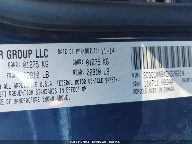 Chrysler 300 2014 2C3CCAAG4EH376214 Image 9
