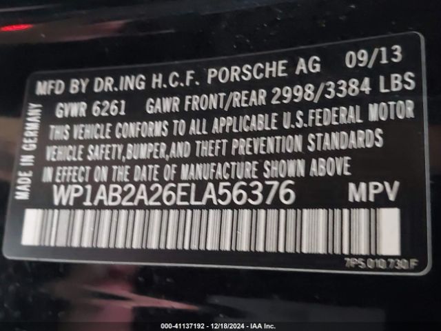 WP1AB2A26ELA56376 Porsche CAYENNE S