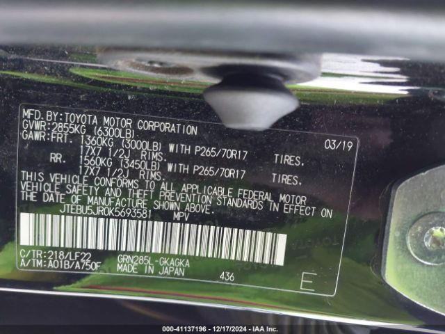 JTEBU5JR0K5693581 Toyota 4runner Trd Pro