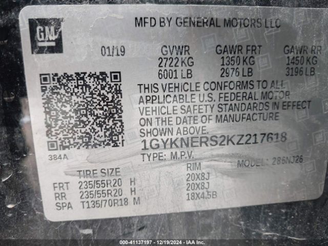 1GYKNERS2KZ217618 Cadillac Xt5 Premium Luxury