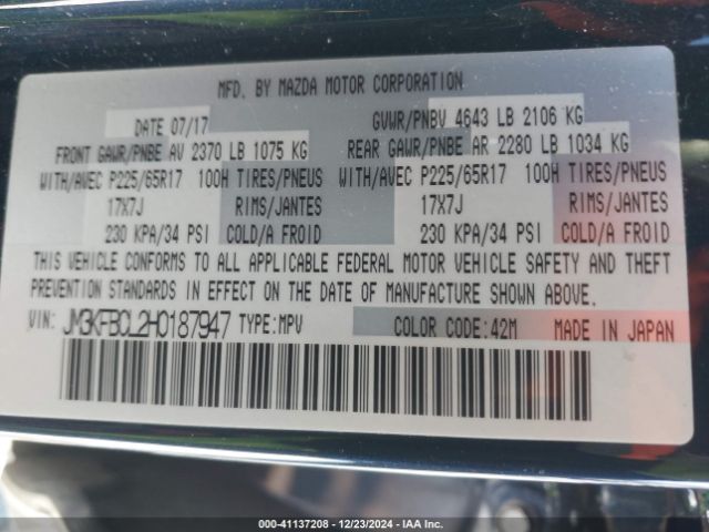 JM3KFBCL2H0187947 Mazda Cx-5 Touring