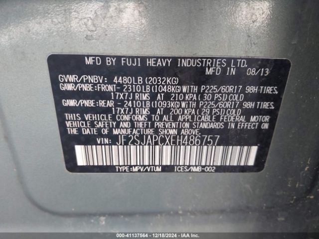 JF2SJAPCXEH486757 Subaru Forester 2.5i Touring