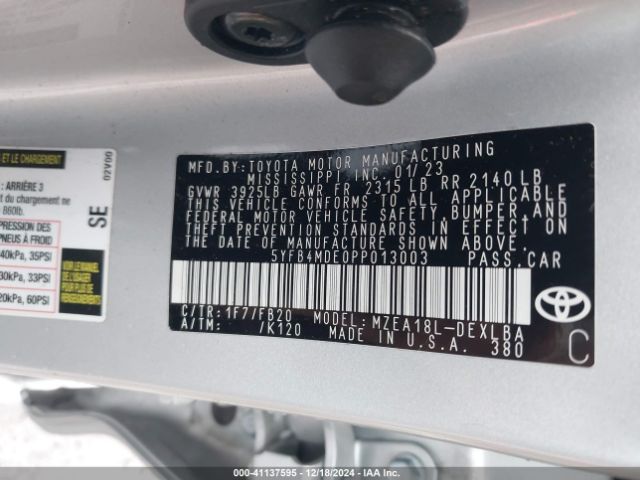 5YFB4MDE0PP013003 Toyota COROLLA LE