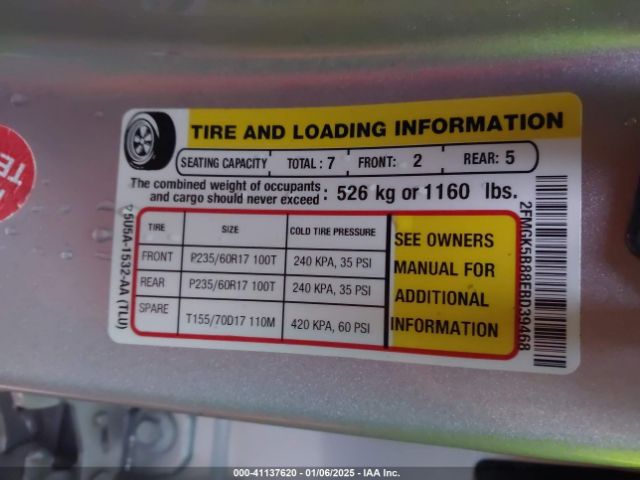 2FMGK5B88EBD39468 Ford FLEX SE