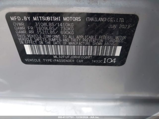 ML32FUFJ0RHF00887 Mitsubishi Mirage G4 Black Edition/es/le