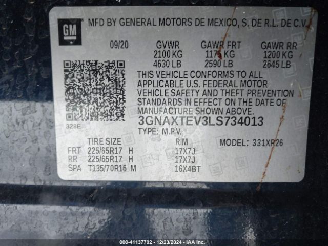 3GNAXTEV3LS734013 Chevrolet Equinox Awd 2fl