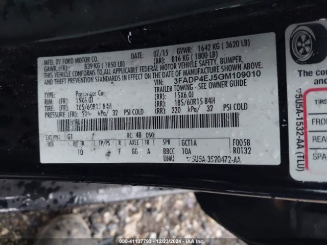 3FADP4EJ5GM109010 Ford FIESTA SE