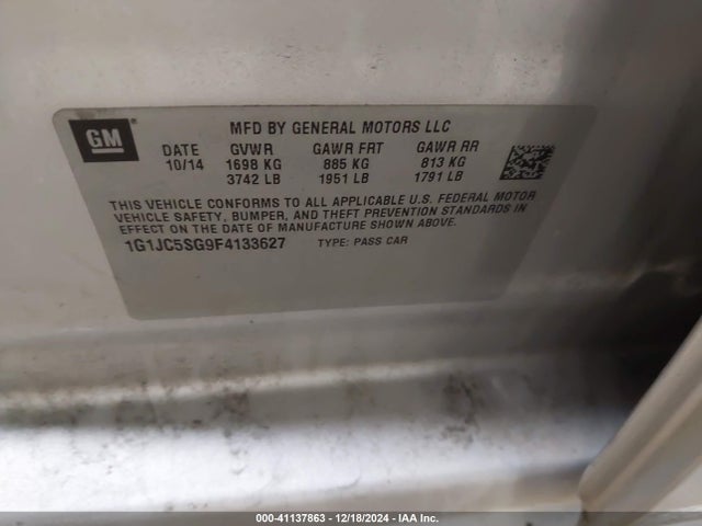 1G1JC5SG9F4133627 Chevrolet Sonic Lt Auto