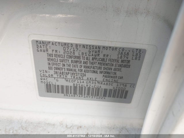 Nissan SENTRA SR 2017 3N1AB7AP1HY371224 Image 9