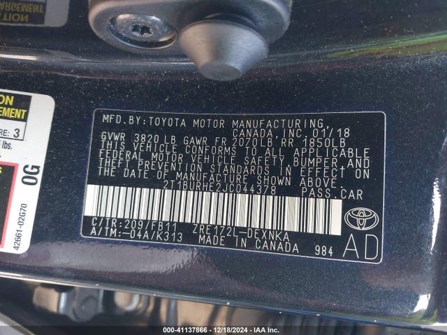 Toyota COROLLA LE 2018 2T1BURHE2JC044378 Image 9