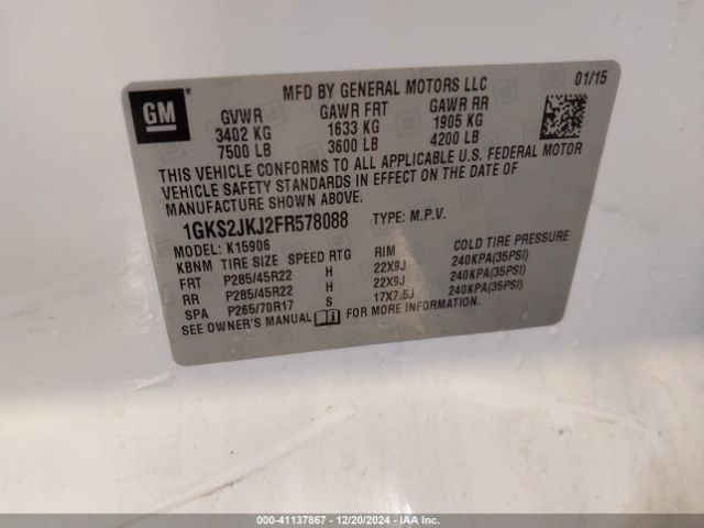 2015 GMC YUKON XL 1500 1GKS2JKJ2FR578088 Photo 8