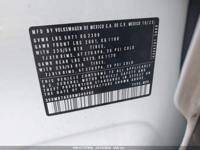 2024 VOLKSWAGEN TIGUAN 3VVMB7AX8RM049460 Photo 8