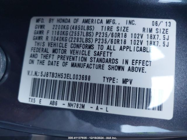 5J8TB3H53EL003698 Acura RDX