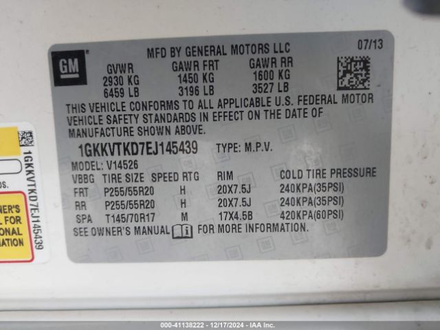 1GKKVTKD7EJ145439 GMC Acadia Denali