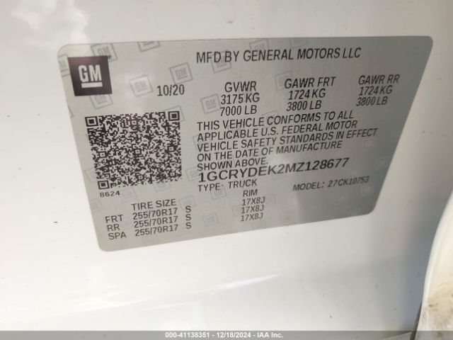 1GCRYDEK2MZ128677 Chevrolet Silverado 1500 4wd Double Cab Standard Bed Lt