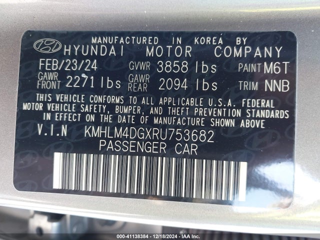 KMHLM4DGXRU753682 Hyundai ELANTRA SEL