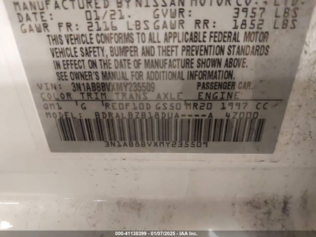 2021 NISSAN SENTRA 3N1AB8BVXMY235509 Photo 8