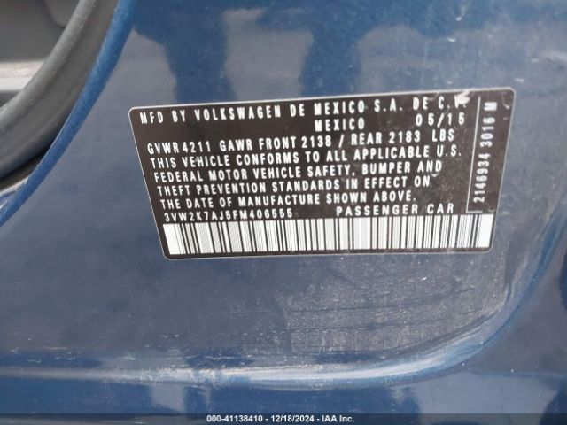 3VW2K7AJ5FM406555 Volkswagen Jetta 2.0l S