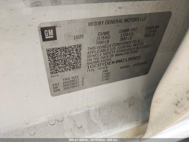 1GCRYDEK4MZ130303 Chevrolet Silverado 1500 4wd Double Cab Standard Bed Lt
