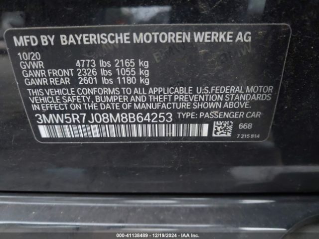 3MW5R7J08M8B64253 BMW 330i Xdrive
