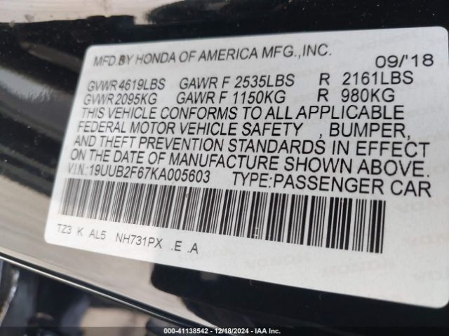 19UUB2F67KA005603 Acura TLX