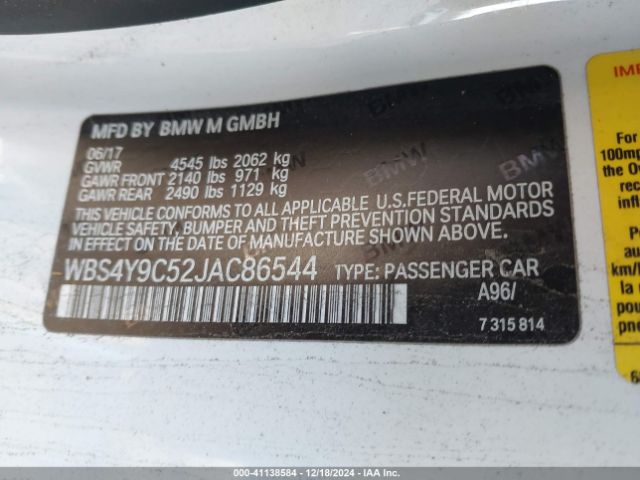 WBS4Y9C52JAC86544 BMW M4