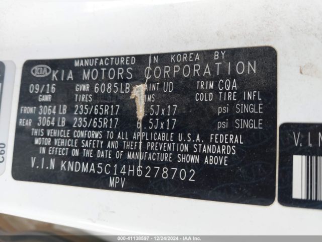 KNDMA5C14H6278702 KIA Sedona L