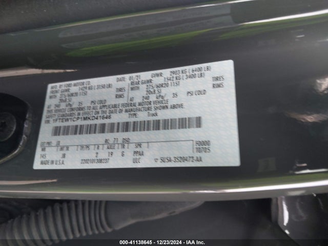 Ford F-150 Xl 2021 1FTEW1CP1MKD41646 Image 9