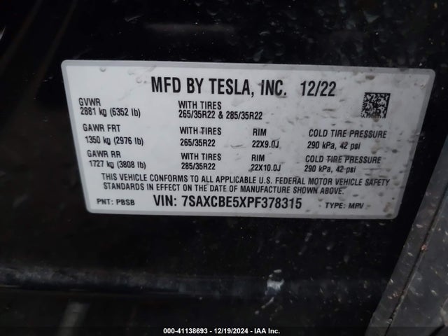 2023 TESLA MODEL X 7SAXCBE5XPF378315 Photo 8