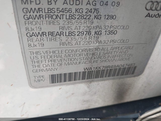 2009 AUDI Q5 WA1KK78R49A047483 Photo 8