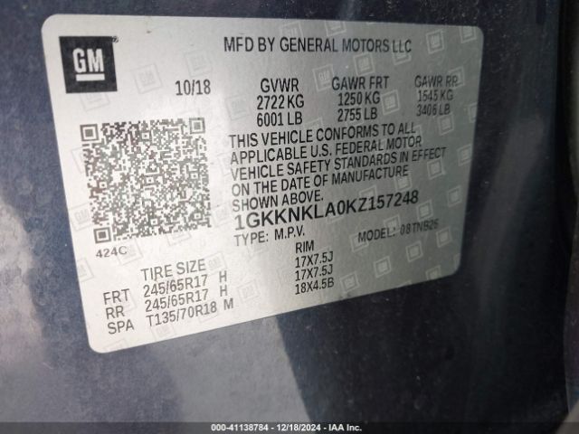 1GKKNKLA0KZ157248 GMC Acadia Sle-1