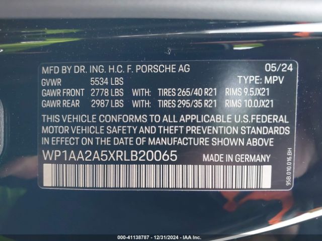 WP1AA2A5XRLB20065 Porsche Macan T
