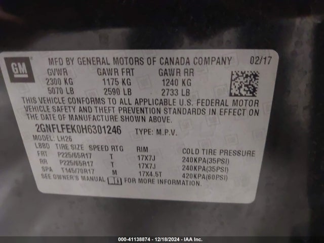 Chevrolet EQUINOX LT 2017 2GNFLFEK0H6301246 Image 9