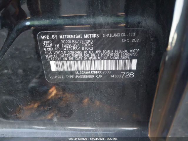 2022 MITSUBISHI MIRAGE ML32AWHJXNH002503 Photo 8