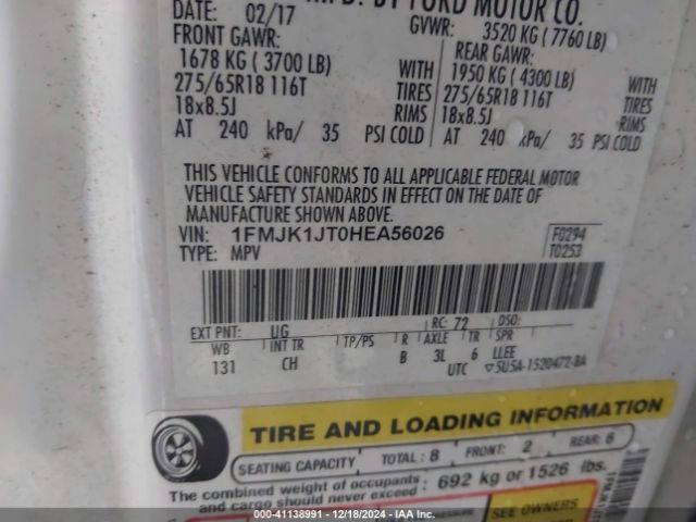 1FMJK1JT0HEA56026 Ford Expedition El Xlt