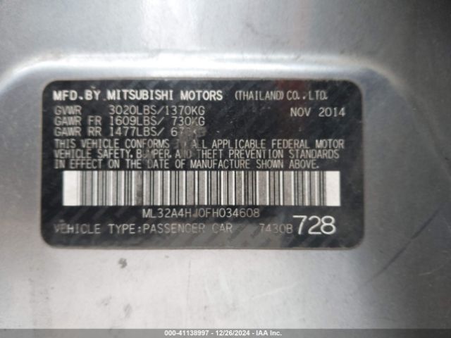ML32A4HJ0FH034608 Mitsubishi Mirage Es/rf