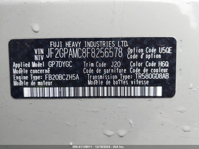 JF2GPAMC8F8256578 Subaru Xv Crosstrek 2.0i Limited