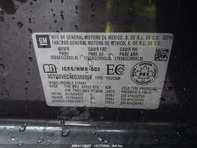 GMC Sierra 1500 Slt 2014 3GTU2VEC4EG380359 Image 9