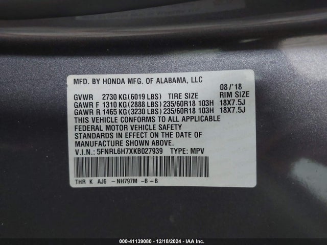 Honda Odyssey Ex-l 2019 5FNRL6H7XKB027939 Image 9