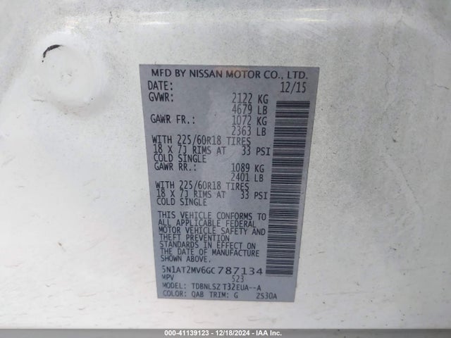Nissan Rogue Sl 2016 5N1AT2MV6GC787134 Image 9