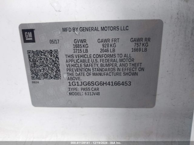 1G1JG6SG6H4166453 Chevrolet Sonic Lt Auto