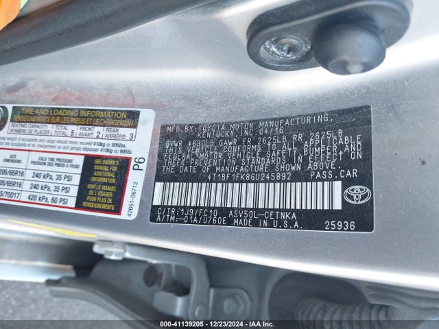 Toyota CAMRY LE 2016 4T1BF1FK8GU245892 Image 9
