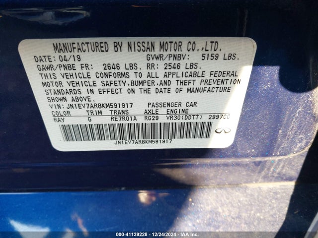 JN1EV7AR8KM591917 Infiniti Q50 3.0t Sport