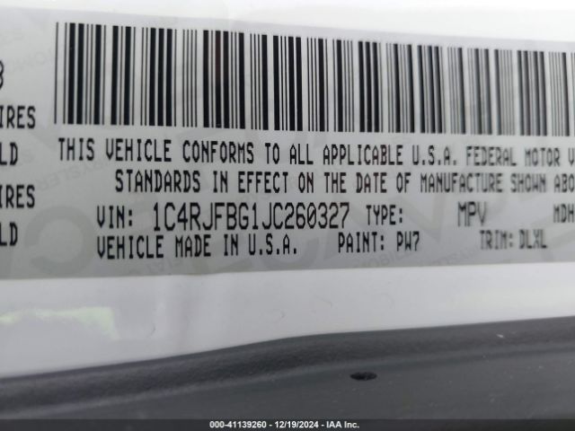 1C4RJFBG1JC260327 Jeep Grand Cherokee Limited 4x4
