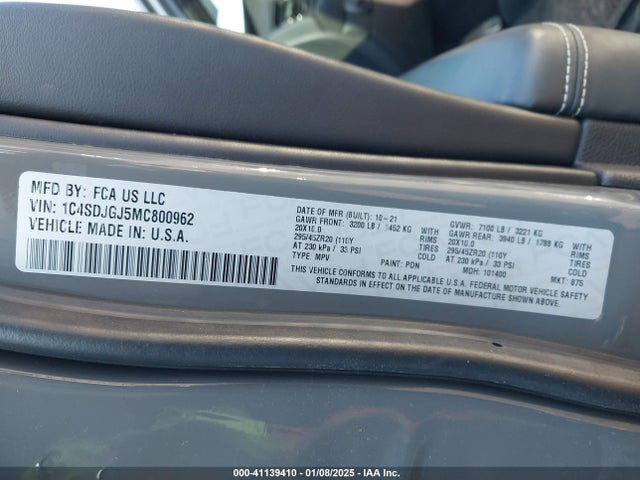 1C4SDJGJ5MC800962 Dodge Durango Srt 392 Awd