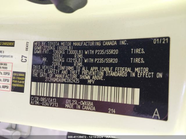 2T2HGMDAXMC062425 Lexus RX 450H